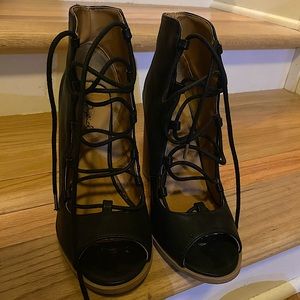 Lace up chunky heels